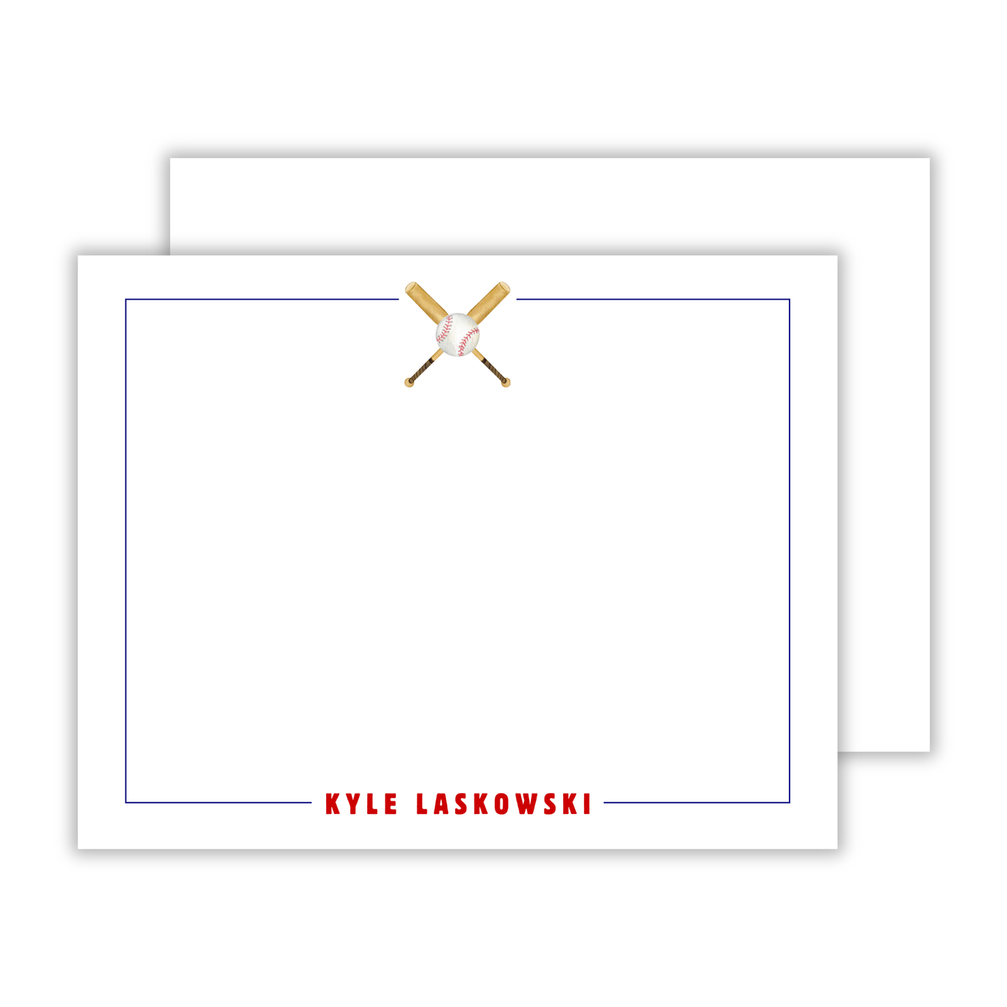 personalized notecard set with baseball and bats, shoofly paper co. auburn, al