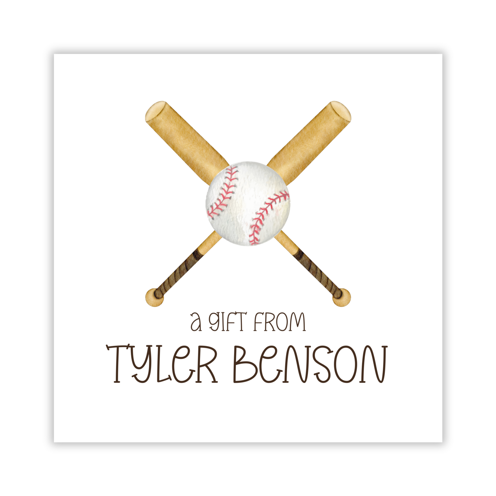 square gift tag for boys, baseball calling card, baseball gift tag, baseball party favor tag, ShooFly Paper Co. Auburn, Alabama