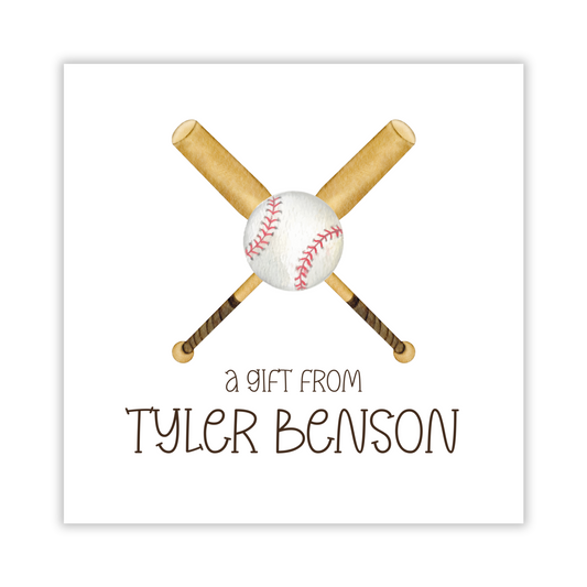 square gift tag for boys, baseball calling card, baseball gift tag, baseball party favor tag, ShooFly Paper Co. Auburn, Alabama