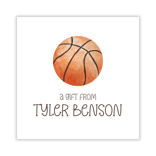 square gift tag for boys, basketball calling card, basketball gift tag, basketball party favor tag, ShooFly Paper Co. Auburn, Alabama