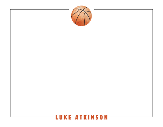 basketball stationery set, sports notecards for boys, ShooFly Paper Co.