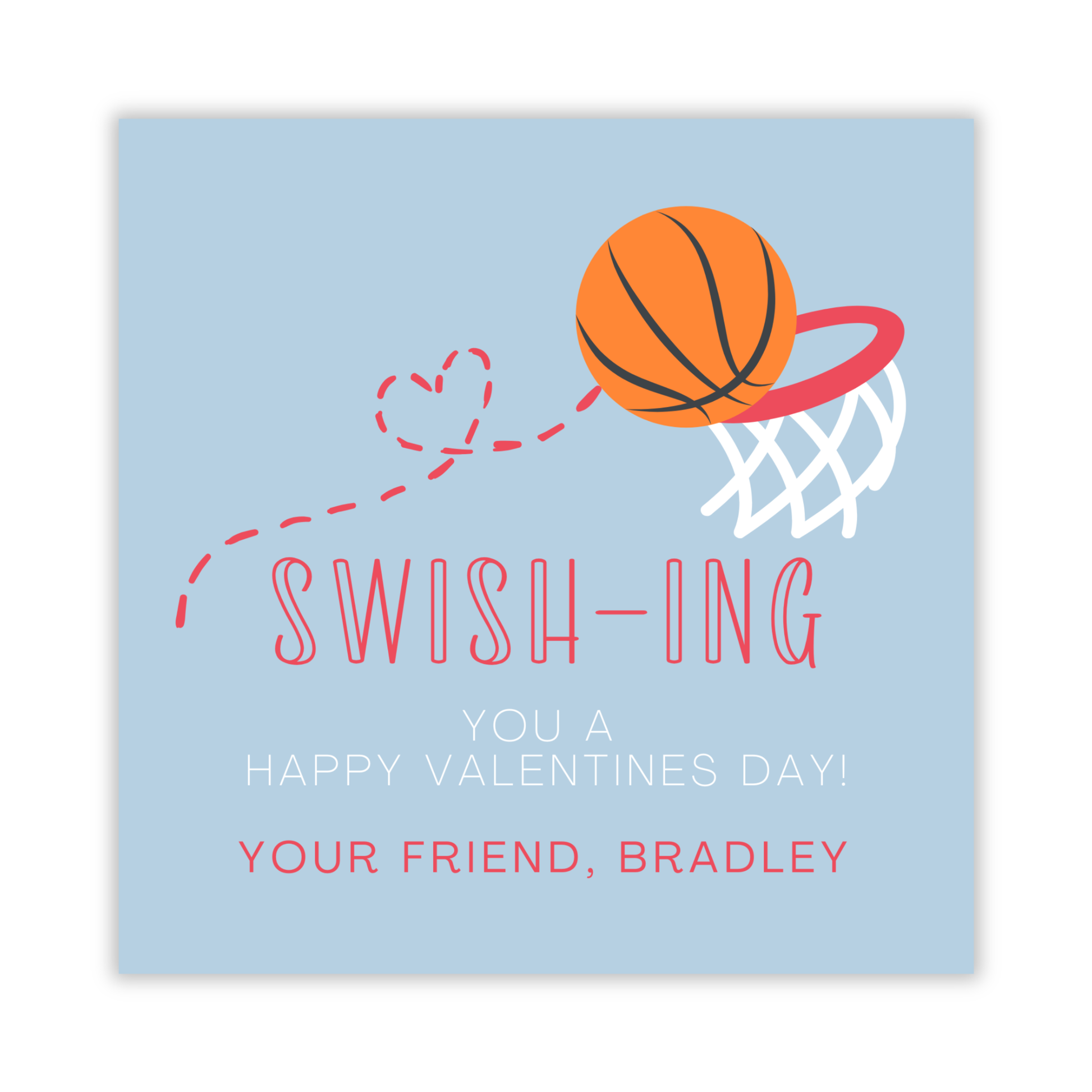 blue valentine gift tag, swishing you a happy valentines day, ShooFly Paper Co. Auburn, Alabama