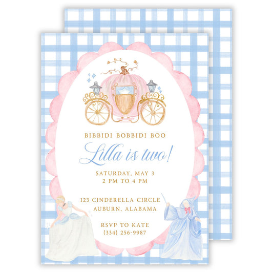 cute invitation for cinderella birthday party, ShooFly Paper Co. Auburn, Alabama