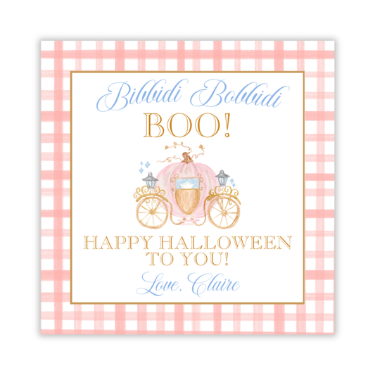 party favor gift tag for cinderella themed Halloween party, ShooFly Paper Co. Auburn, Alabama