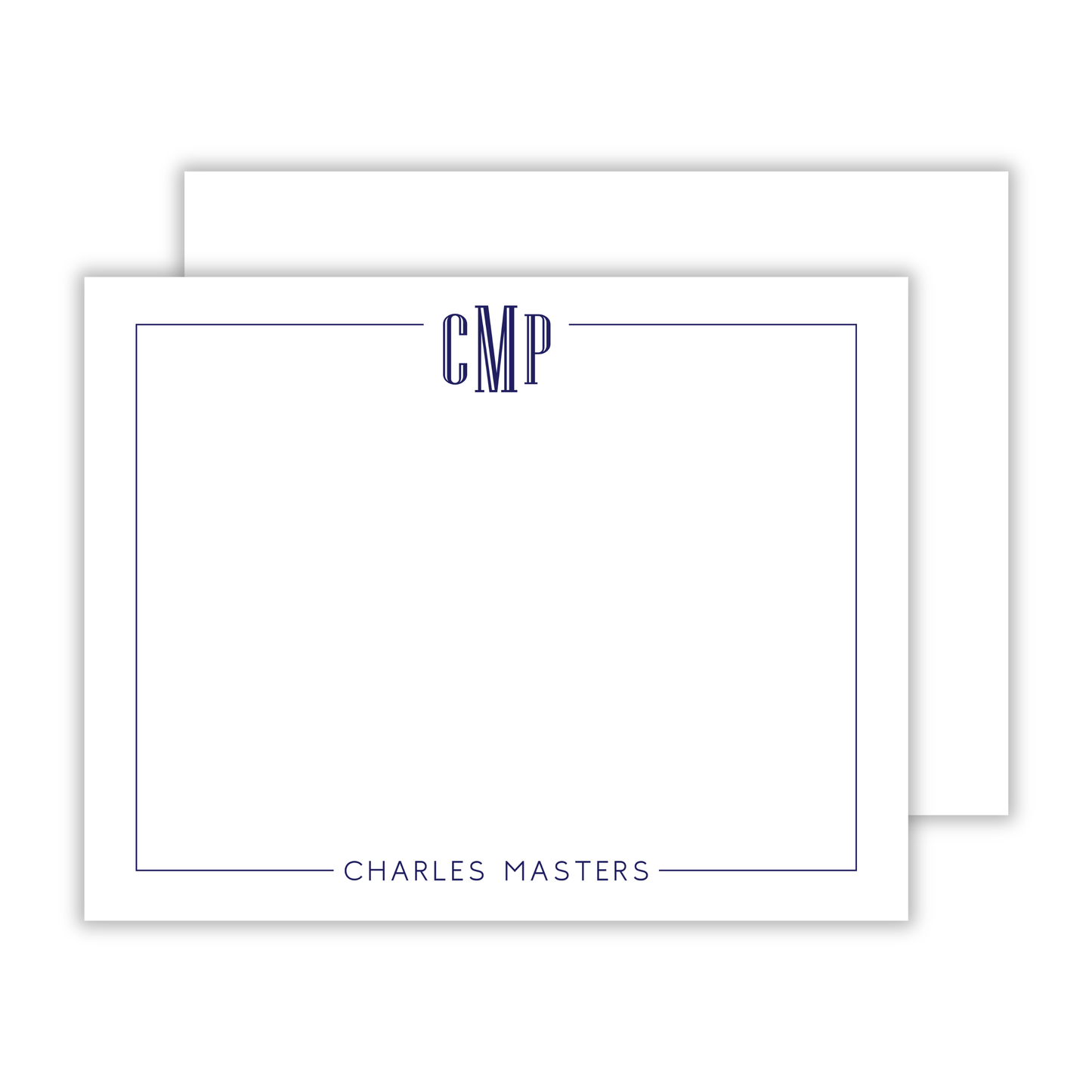 personalized notecard set with block monogram, men's thank you notes, ShooFly Paper Co. Auburn, Alabama