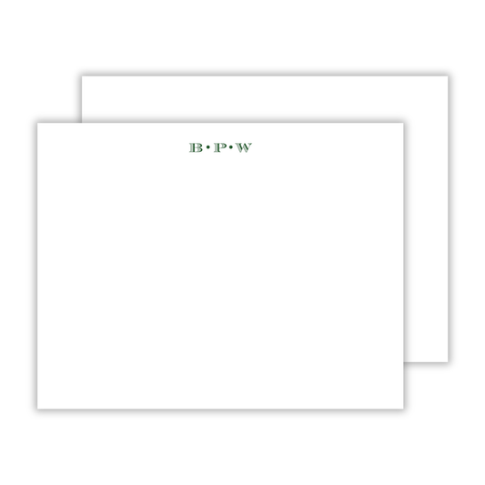 personalized notecard set with initials in traditional serif block font, ShooFly Paper Co. Auburn, Alabama