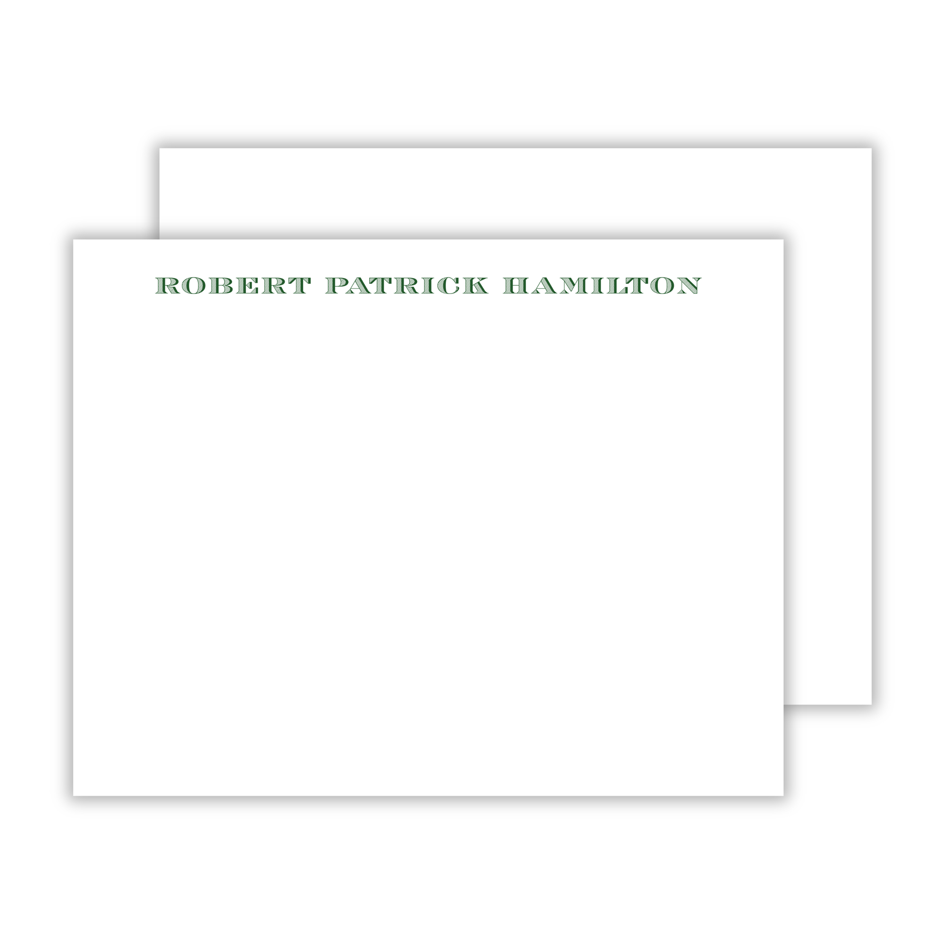 personalized notecard set with block font name across the top, men's stationery, ShooFly Paper Co. Auburn, Alabama