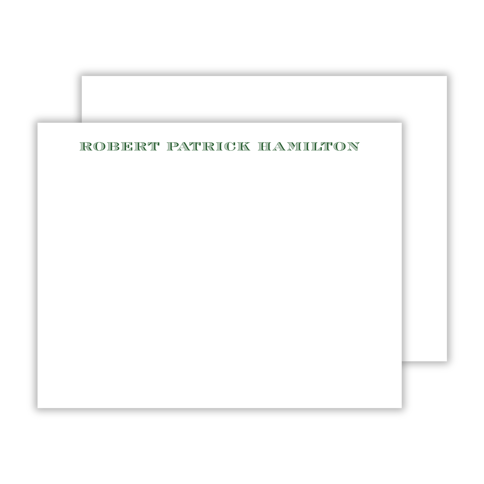 personalized notecard set with name in traditional serif block font, ShooFly Paper Co. Auburn, Alabama