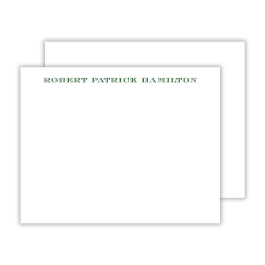 personalized notecard set with name in traditional serif block font, ShooFly Paper Co. Auburn, Alabama