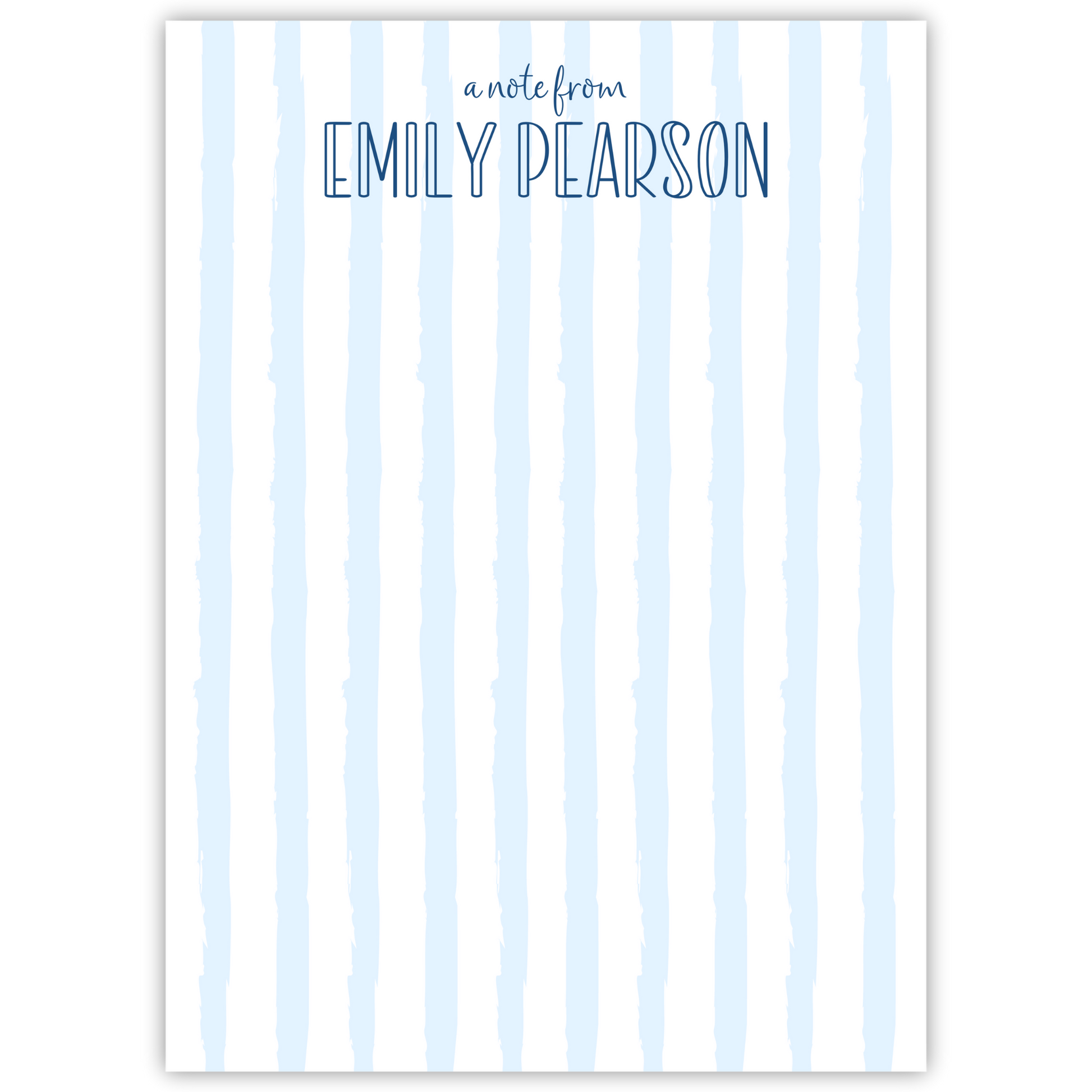 striped notepad with name; ShooFly Paper Co. Auburn, Alabama
