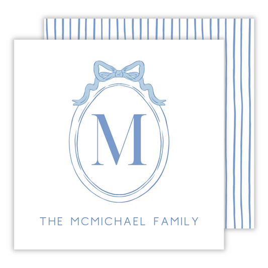 women's gift tag with bow frame monogram, girls initial gift tag, ShooFly Paper Co. Auburn, Alabama