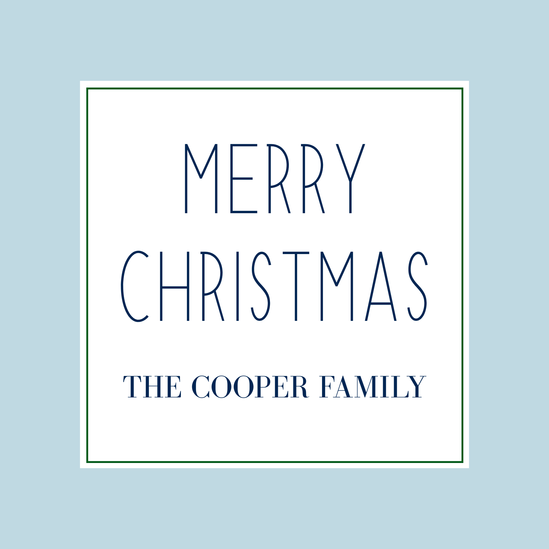 solid blue christmas gift tag from the bright baubles collections, ShooFly Paper Co. Auburn, Alabama