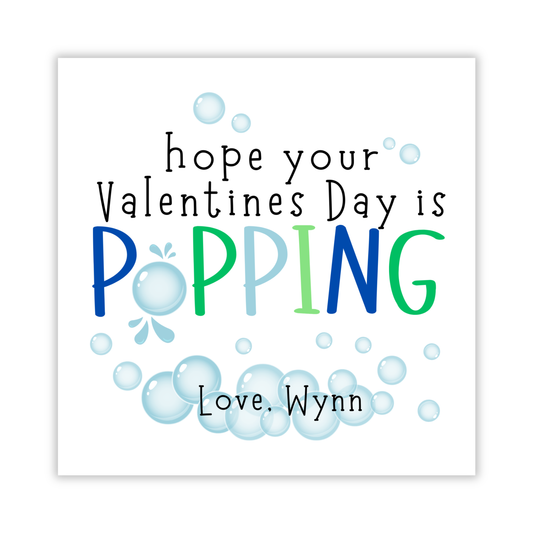 valentines gift tag with bubbles, hope your valentines day is popping, ShooFly Paper Co. Auburn, Alabama