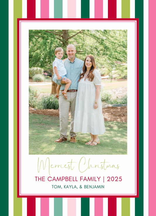 Colorful Stripe Christmas Card