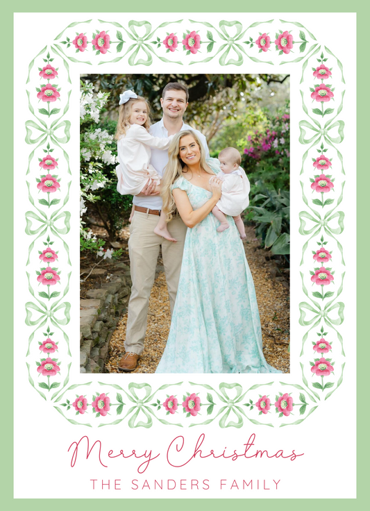 Bow & Floral Christmas Card