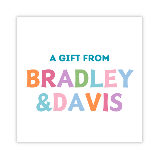 personalized gift tag for kids with bright pastel colorblock name, ShooFly Paper Co. Auburn, Alabama