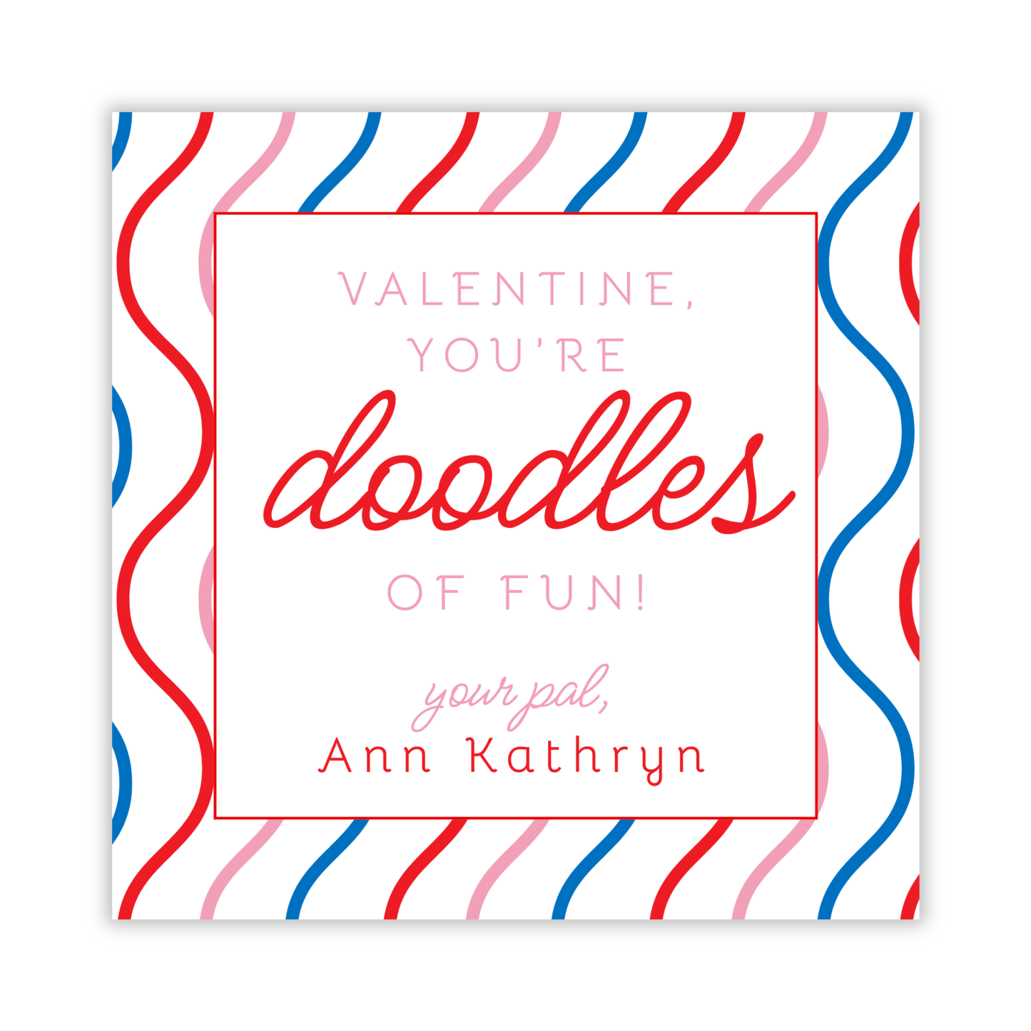 personalized valentines gift tag for magna doodle, doodles of fun, ShooFly Paper Co. Auburn, Alabama