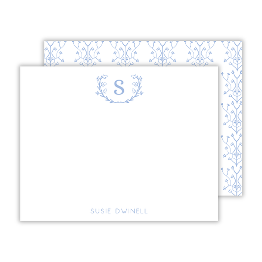 personalized notecard set with drawn flower pattern, ShooFly Paper Co. Auburn, Alabama