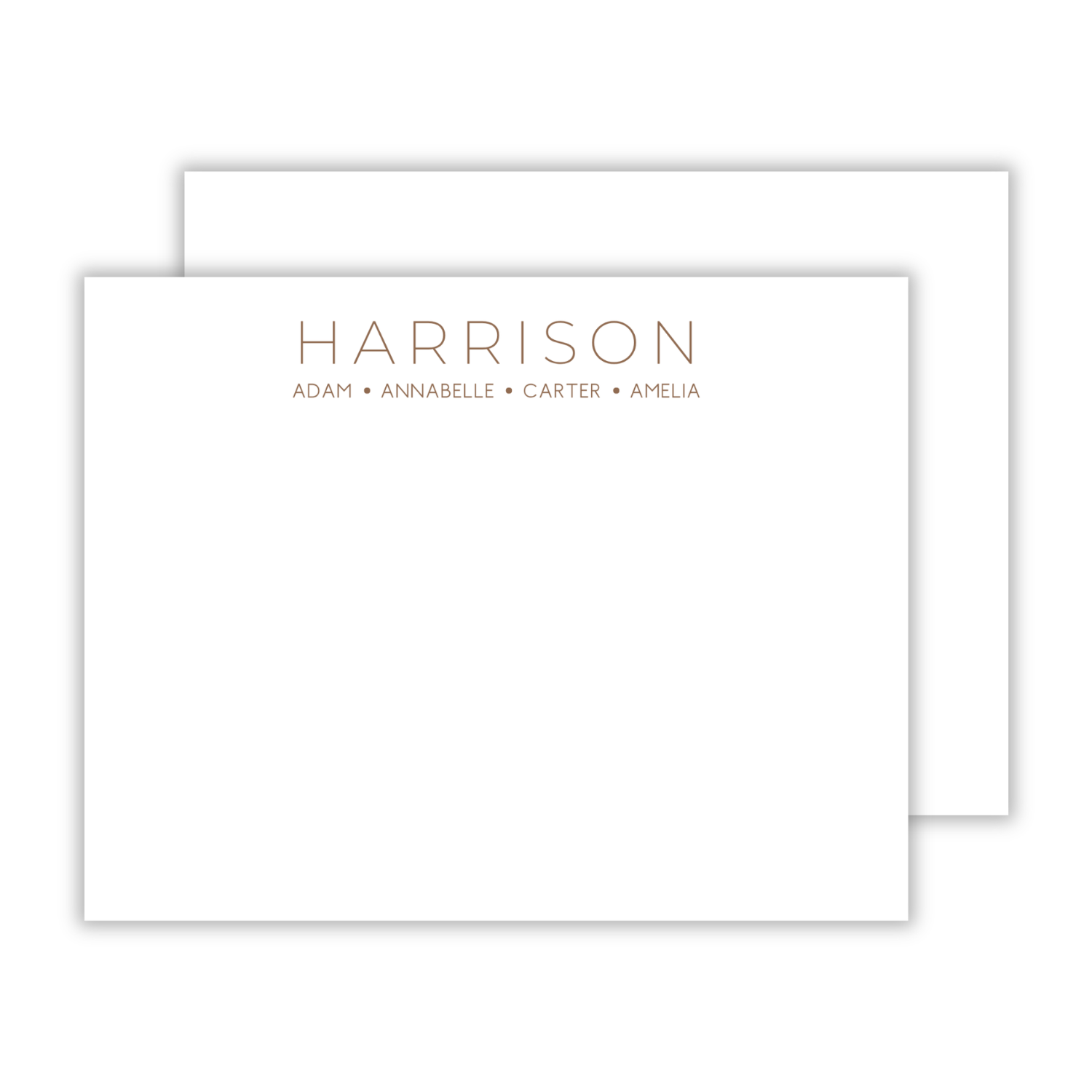 personalized notecard set with family name in simple sans serif font, ShooFly Paper Co. Auburn, Alabama