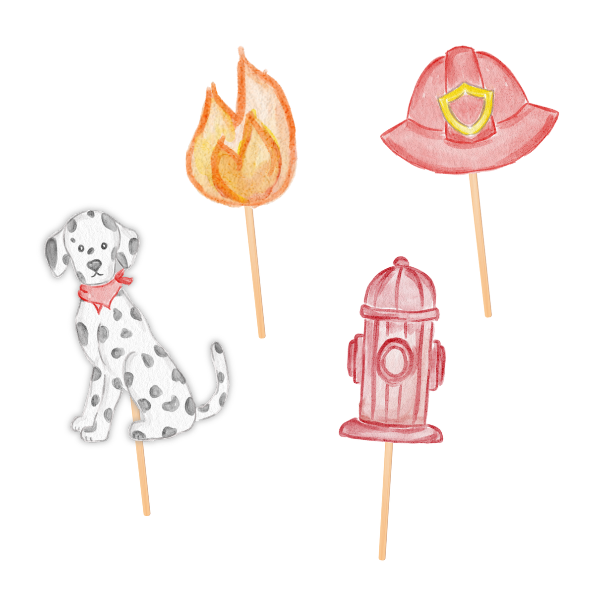 cupcake toppers for fire truck themed birthday party, ShooFly Paper Co. Auburn, Alabama