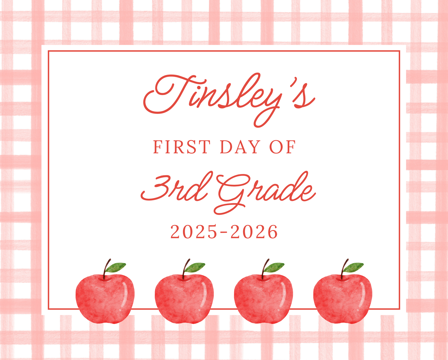 personalized sign for first day of school, ShooFly Paper Co. Auburn, Alabama