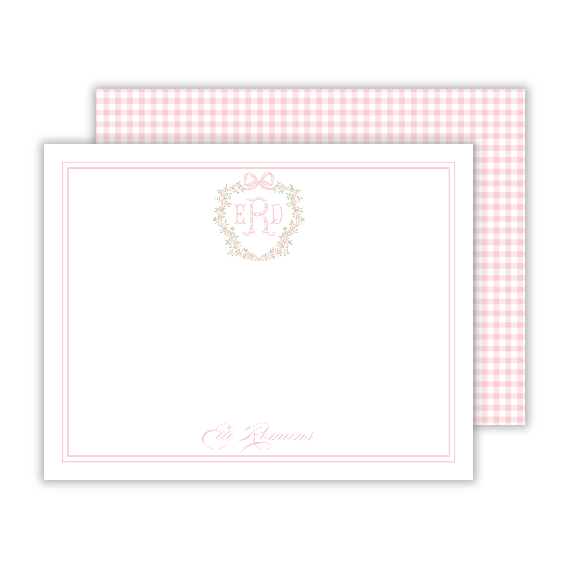 floral crest, monogram stationery, personalized notecards, shoofly paper co.