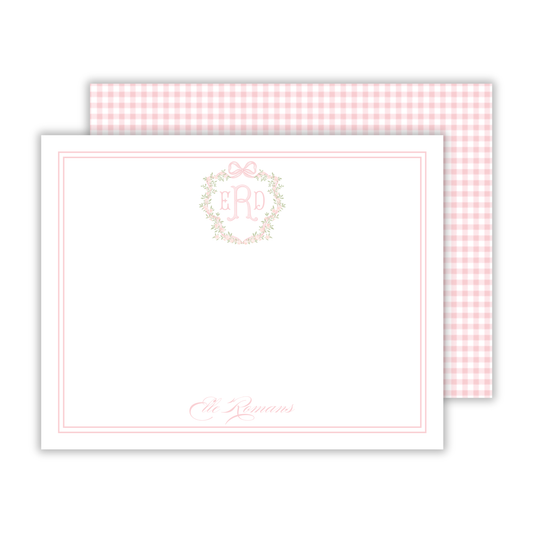 floral crest, monogram stationery, personalized notecards, shoofly paper co.