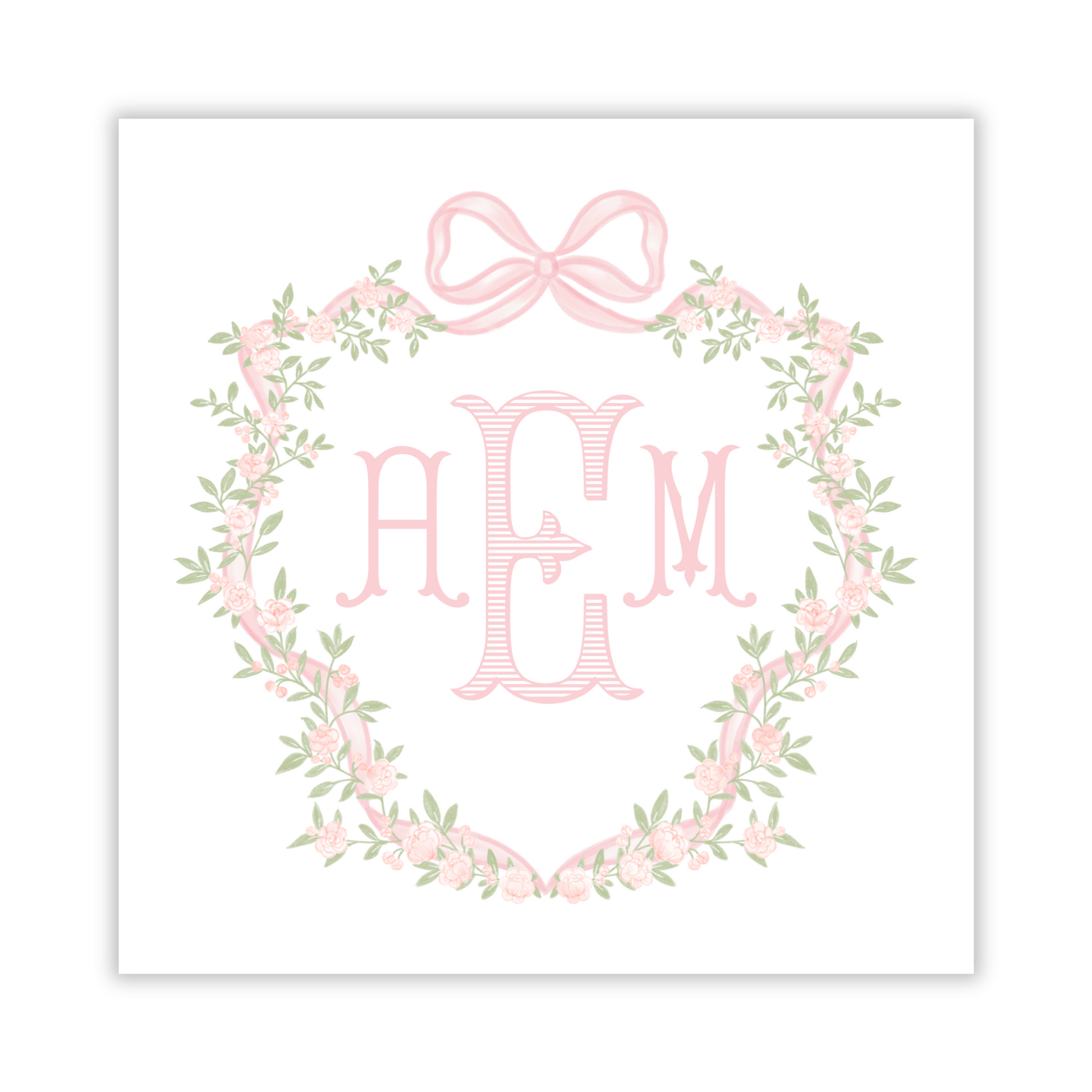 gift tag for little girl with floral crest and elegant monogram, ShooFly Paper Co. Auburn, Alabama