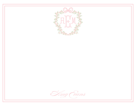 floral crest, monogram stationery, personalized notecards, shoofly paper co.