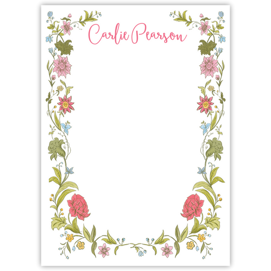 personalized notepad with garden party design, ShooFly Paper Co. Auburn, Alabama