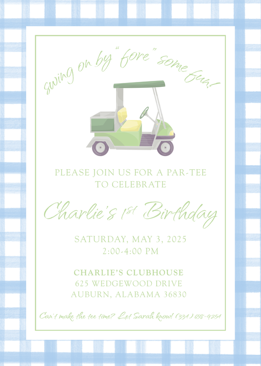 cute invitation for golf party ShooFly Paper Co.