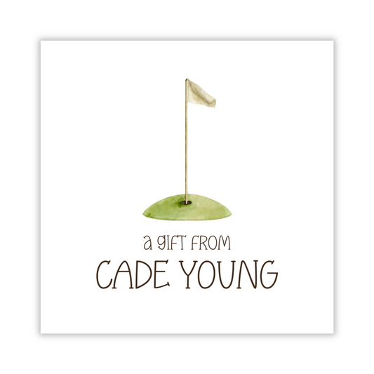 square gift tag for boys, golf calling card, golf gift tag, golf party favor tag, ShooFly Paper Co. Auburn, Alabama