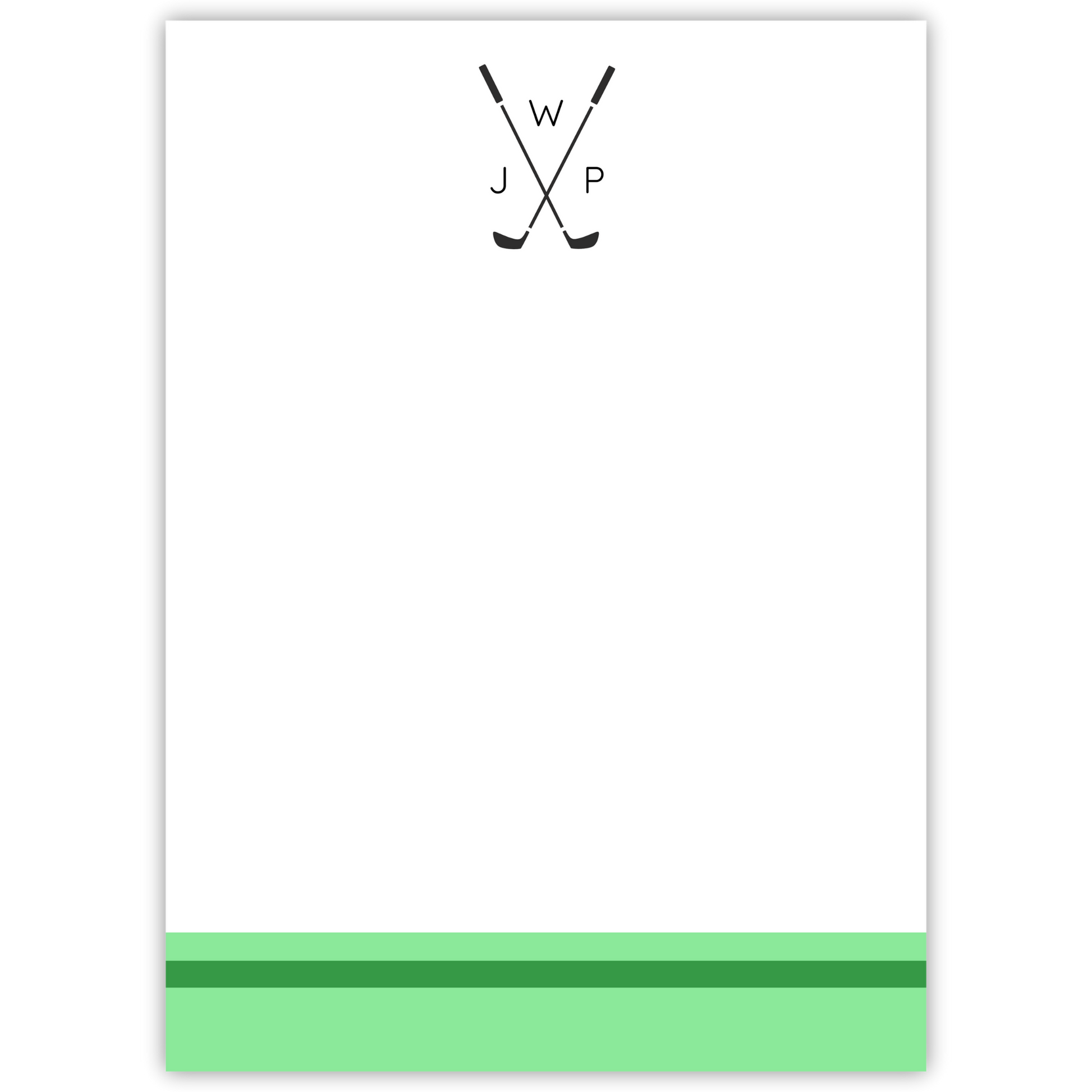 personalized notepad with golf clubs and monogram, ShooFly Paper Co. Auburn, Alabama