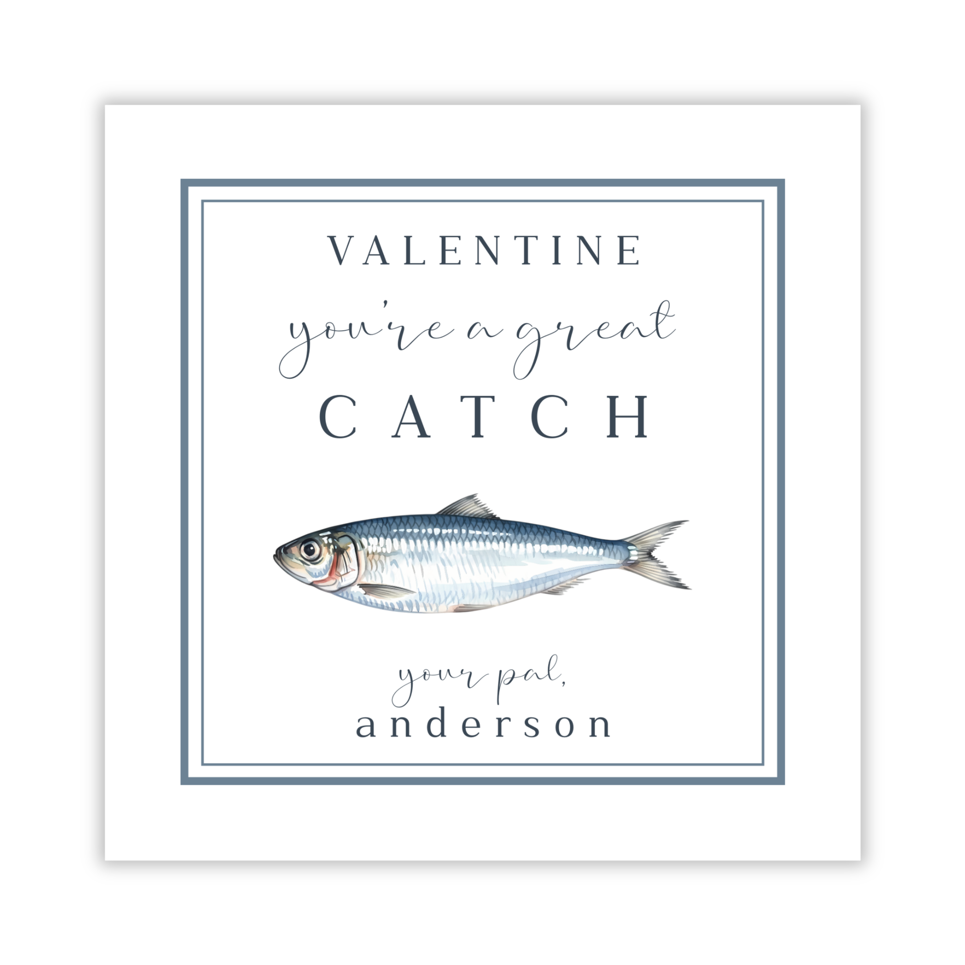 valentine gift tag with watercolor fish, fishing lure gift tag, you're a great catch, ShooFly Paper Co. Auburn, Alabama