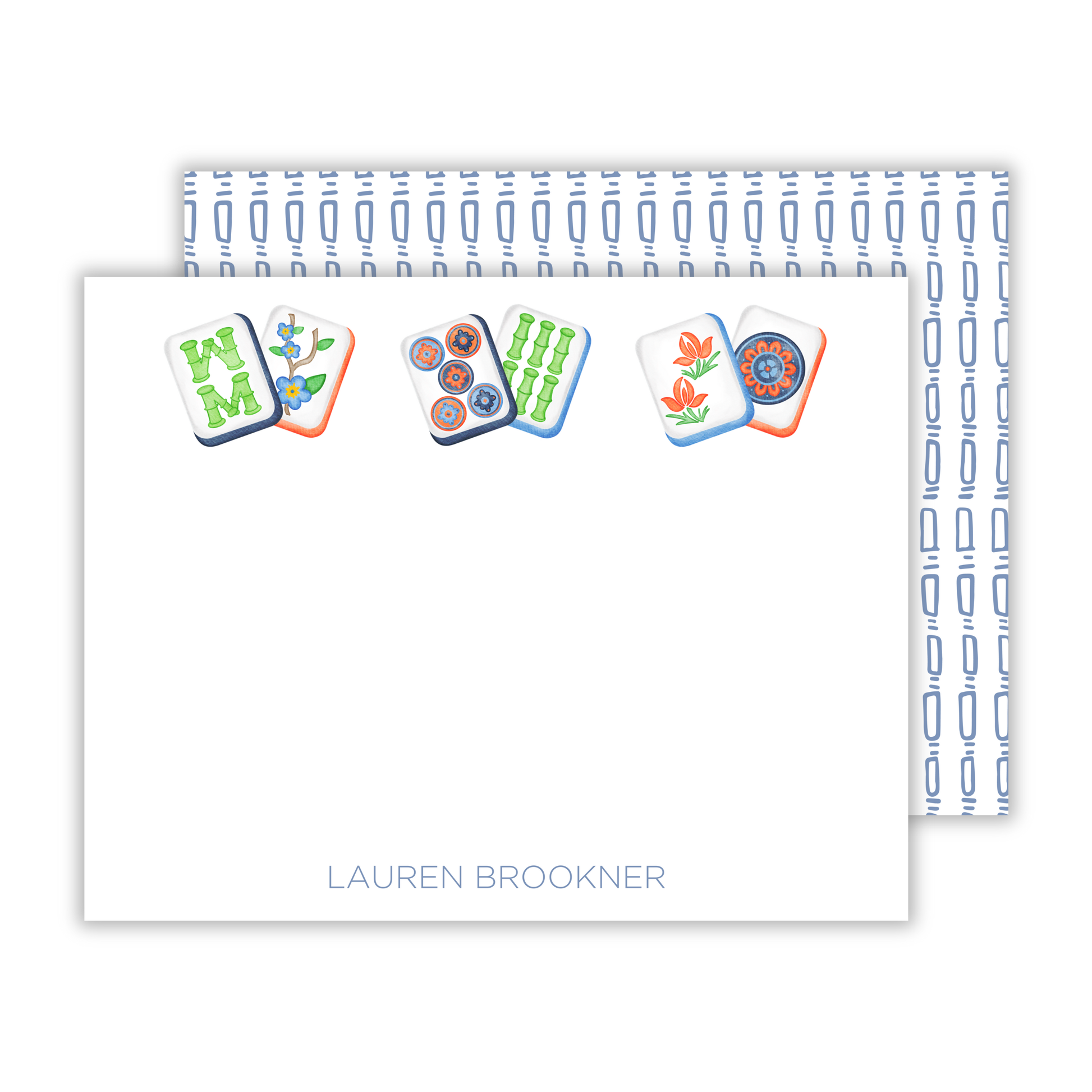 note personalized notecard with mahjong tiles, shoofly paper co auburn, al