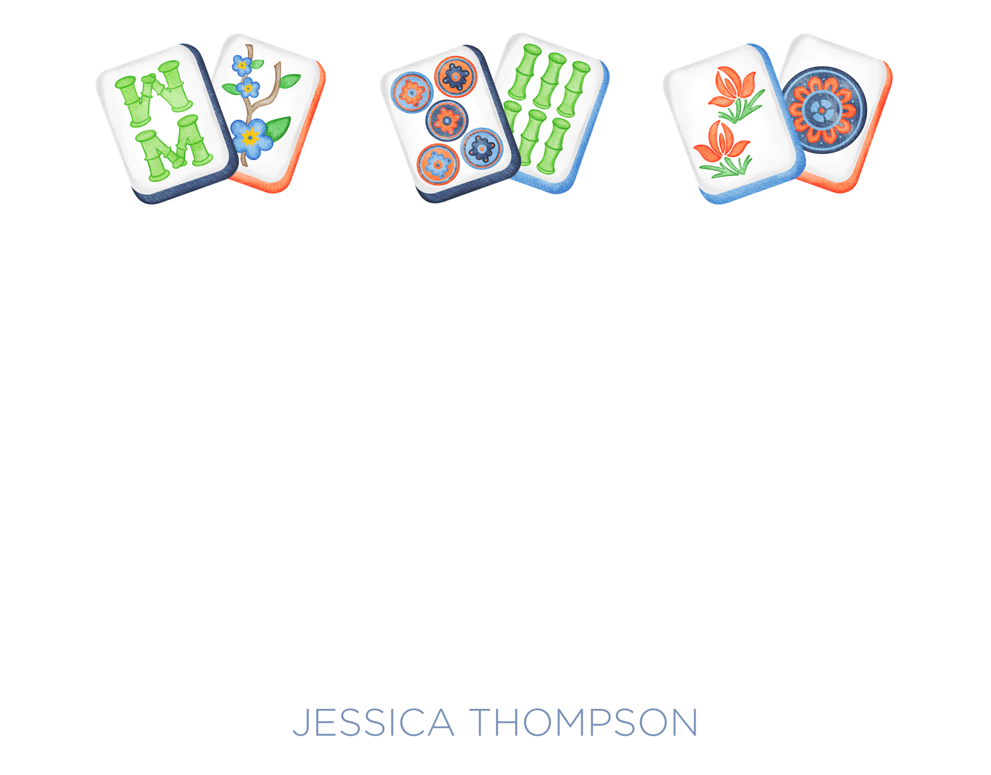 note personalized notecard with mahjong tiles, shoofly paper co auburn, al