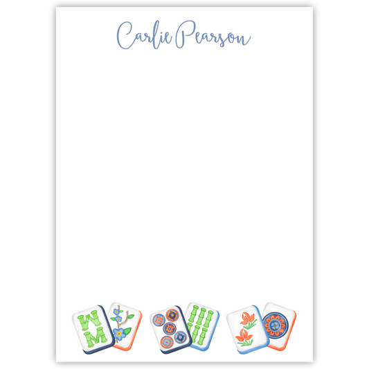 personalized notepad with mahjong tiles, ShooFly Paper Co. Auburn, Alabama
