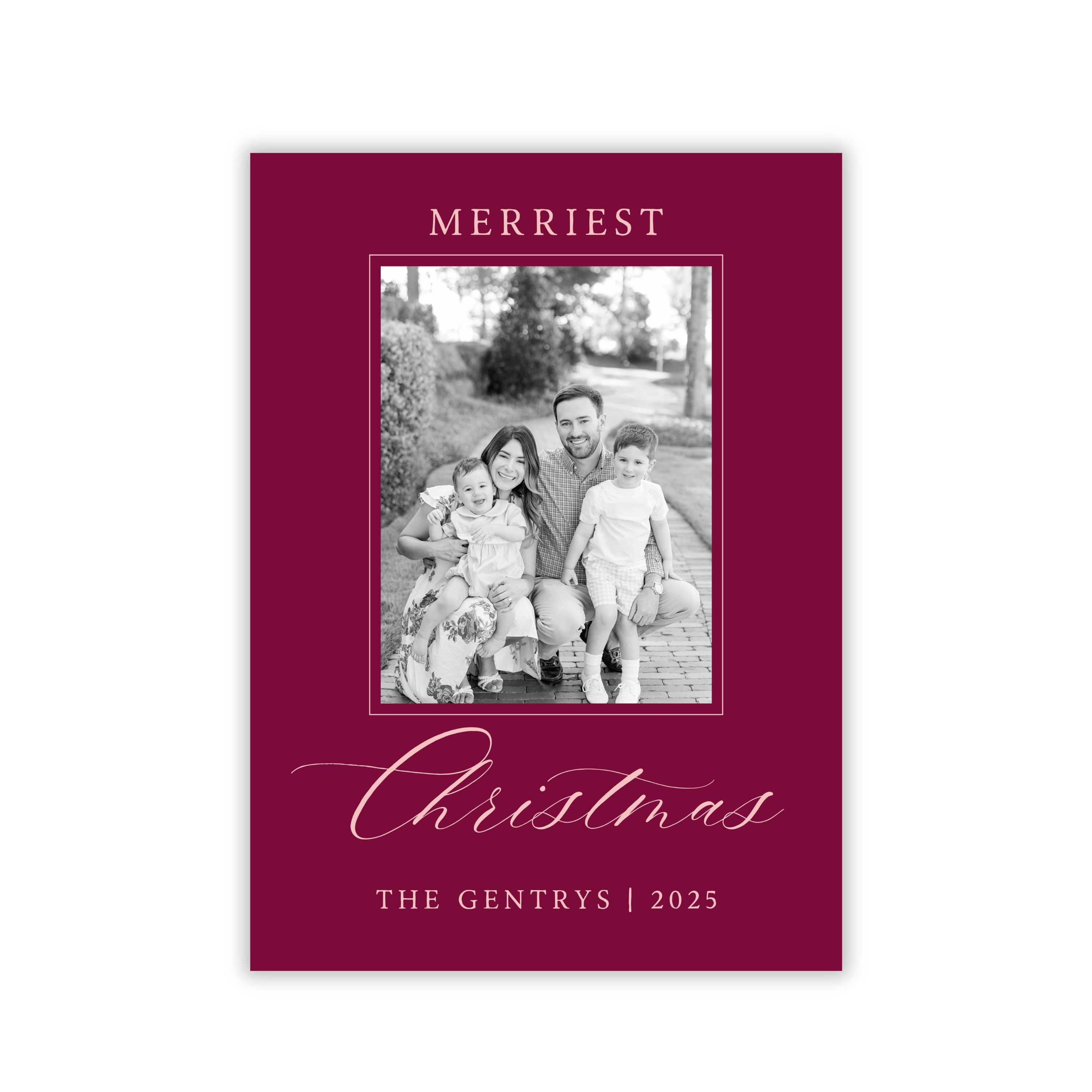 Merriest Christmas Holiday Card - Wine & Pink – ShooFly Paper Co.