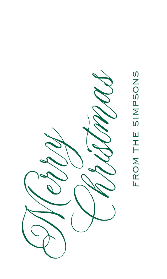 hanging gift tag with green merry christmas, ShooFly Paper Co. Auburn, Alabama