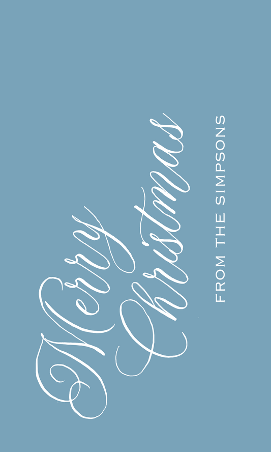 cornflowerhanging gift tag with merry christmas, ShooFly Paper Co. Auburn, Alabama