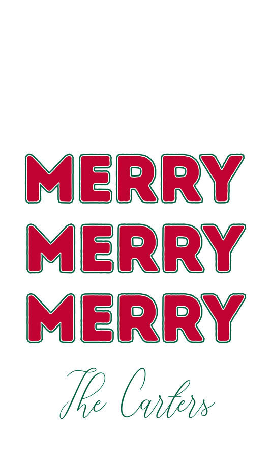christmas gift tag, Merry Merry Merry, ShooFly Paper Co. Auburn, Alabama