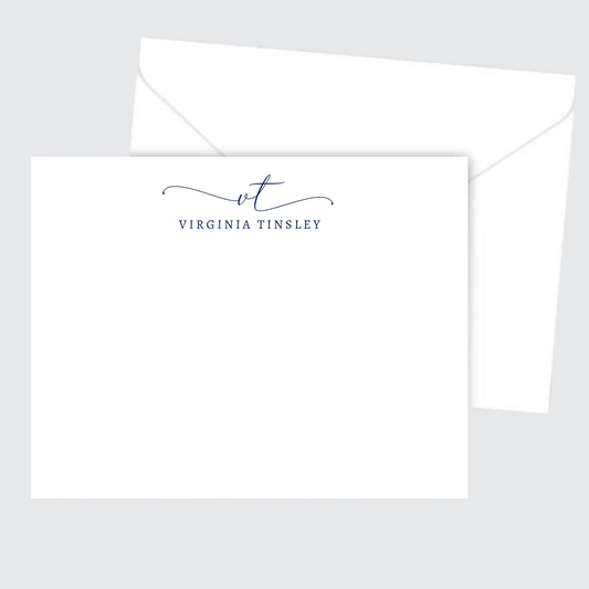 Script Monogram Stationery Set - Navy Blue