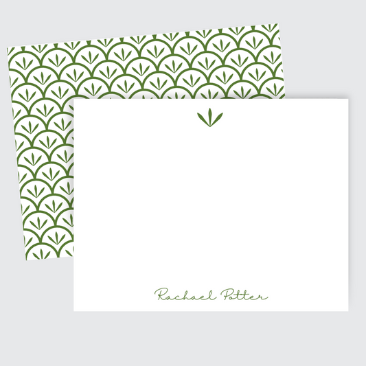 Green Scallop Stationery Set