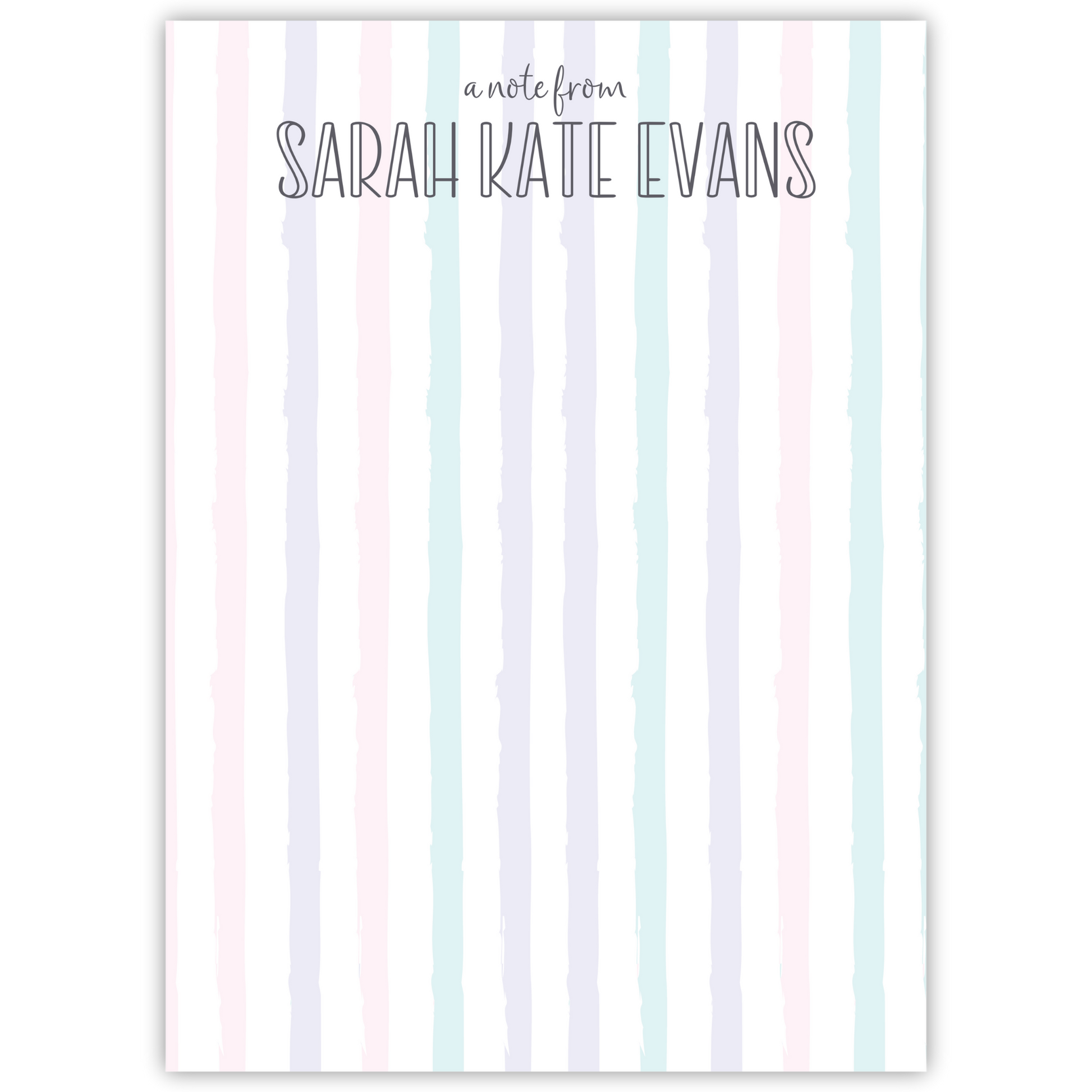personalized striped notepad, ShooFly Paper Co. Auburn, Alabama