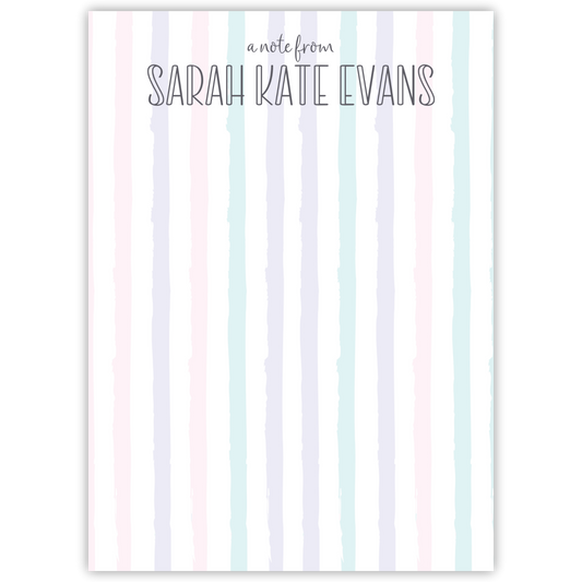 personalized striped notepad, ShooFly Paper Co. Auburn, Alabama