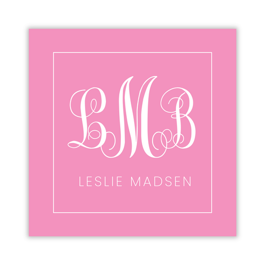 personalized gift tag with traditional scroll monogram, ShooFly Paper Co. Auburn, Alabama