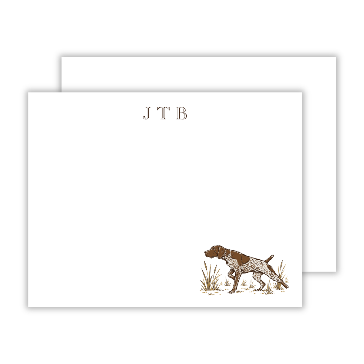 personalized notecard set with shorthaired pointer graphic, ShooFly Paper Co. Auburn, Alabama