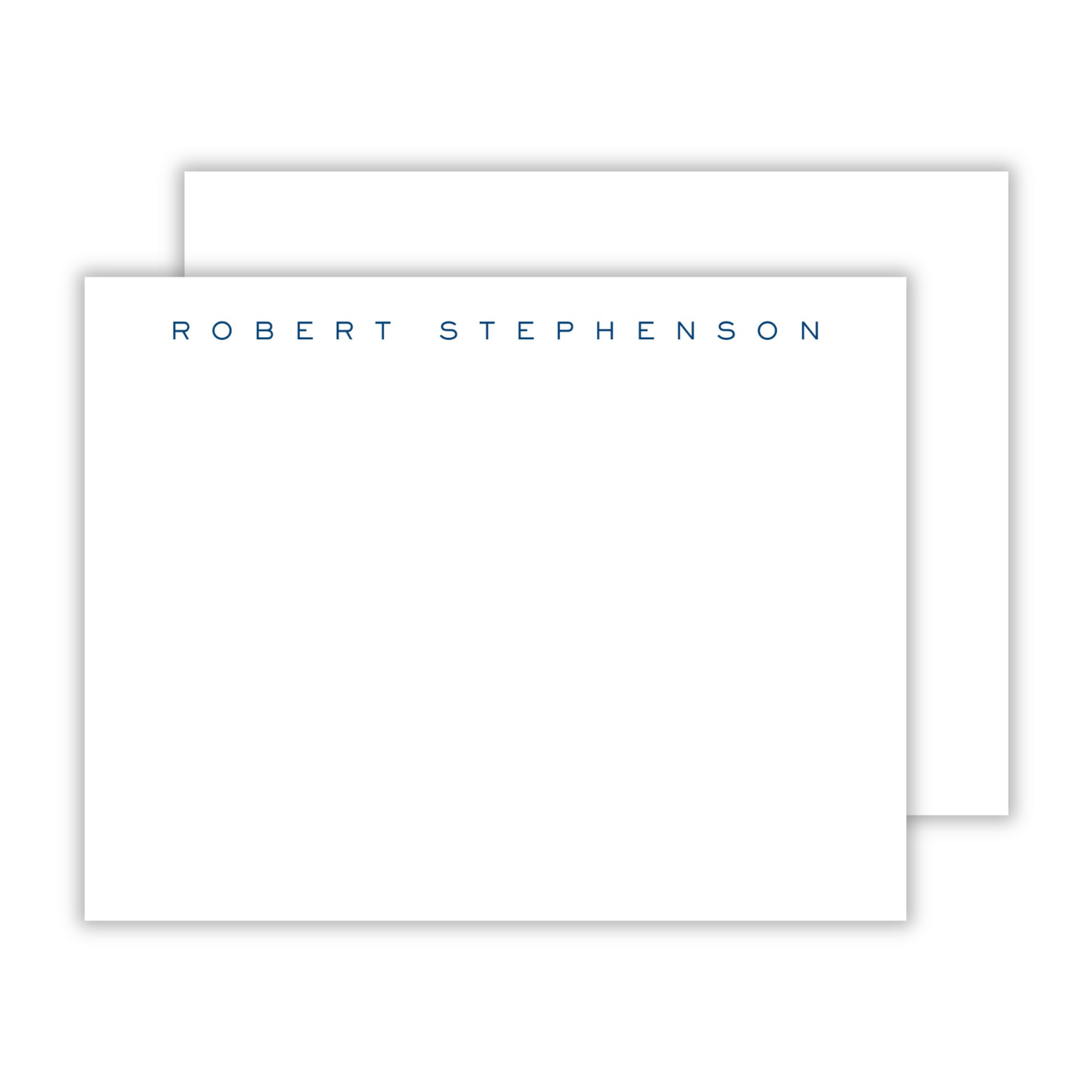 men's notecard set with simple block font name, ShooFly Paper Co. Auburn, Alabama