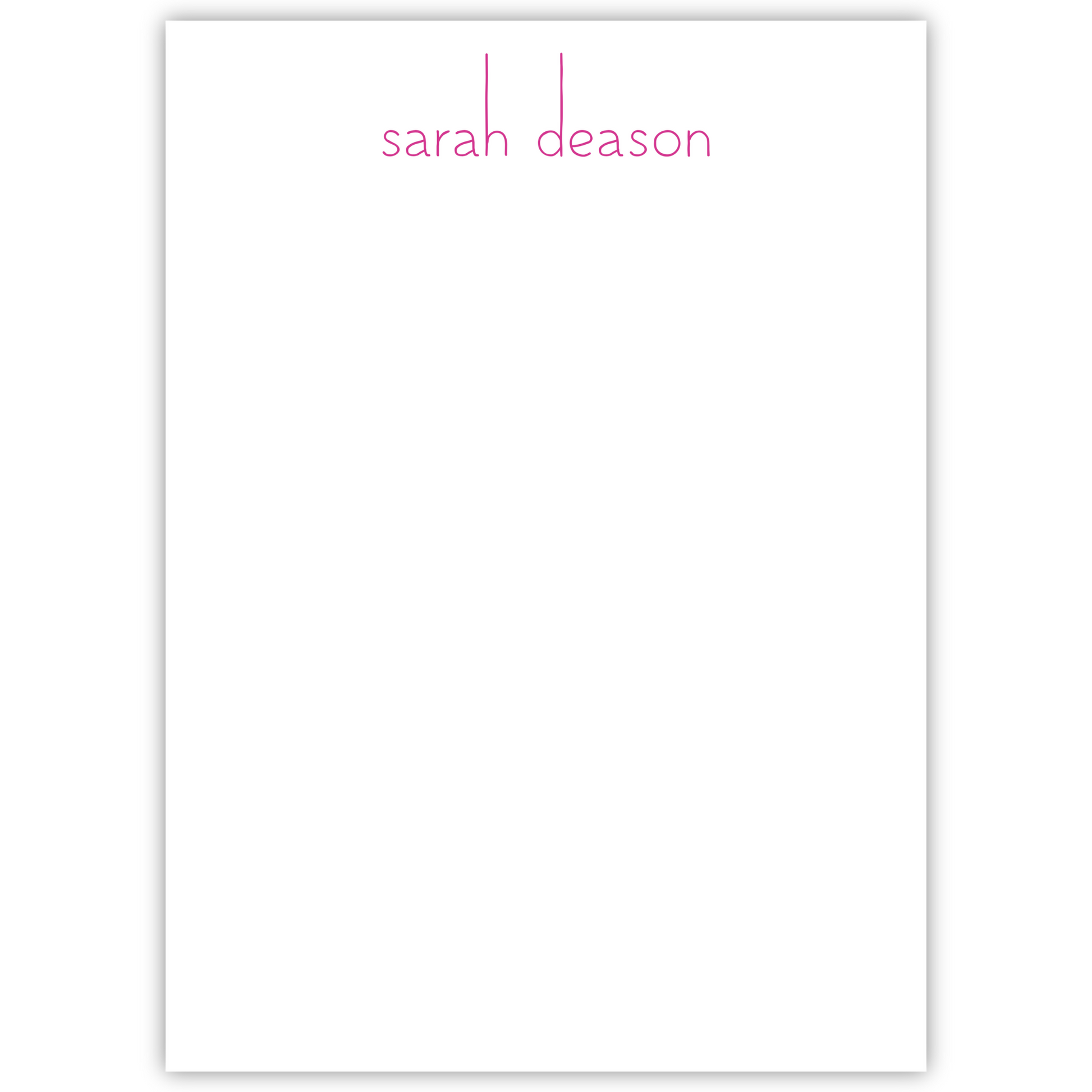 personalized notepad with simple name; ShooFly Paper Co. Auburn, Alabama