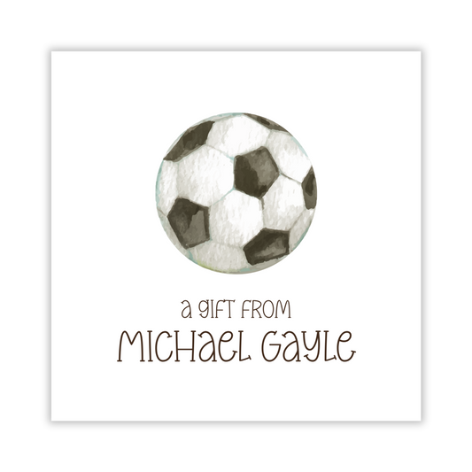 sports gift tag for boys, soccer calling card, soccer gift tag, soccer party favor tag, ShooFly Paper Co. Auburn, Alabama